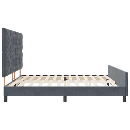 Bettgestell mit Kopfteil Dunkelgrau 200 x 200 cm Samt