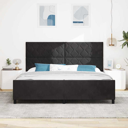 Bettgestell mit Kopfteil Schwarz 200 x 200 cm Samt