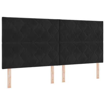 Bettgestell mit Kopfteil Schwarz 200 x 200 cm Samt