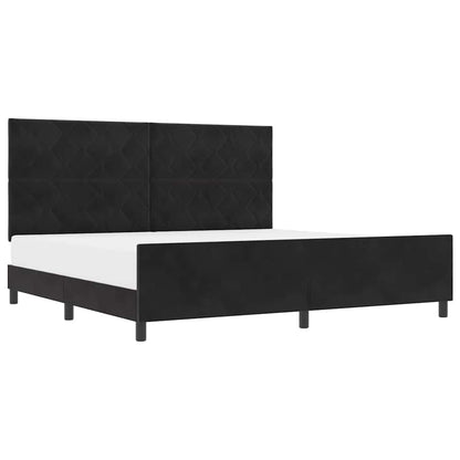 Bettgestell mit Kopfteil Schwarz 200 x 200 cm Samt