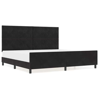 Bettgestell mit Kopfteil Schwarz 200 x 200 cm Samt