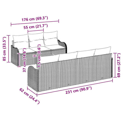 Garten-Sofa-Set 8 pcs Schwarz