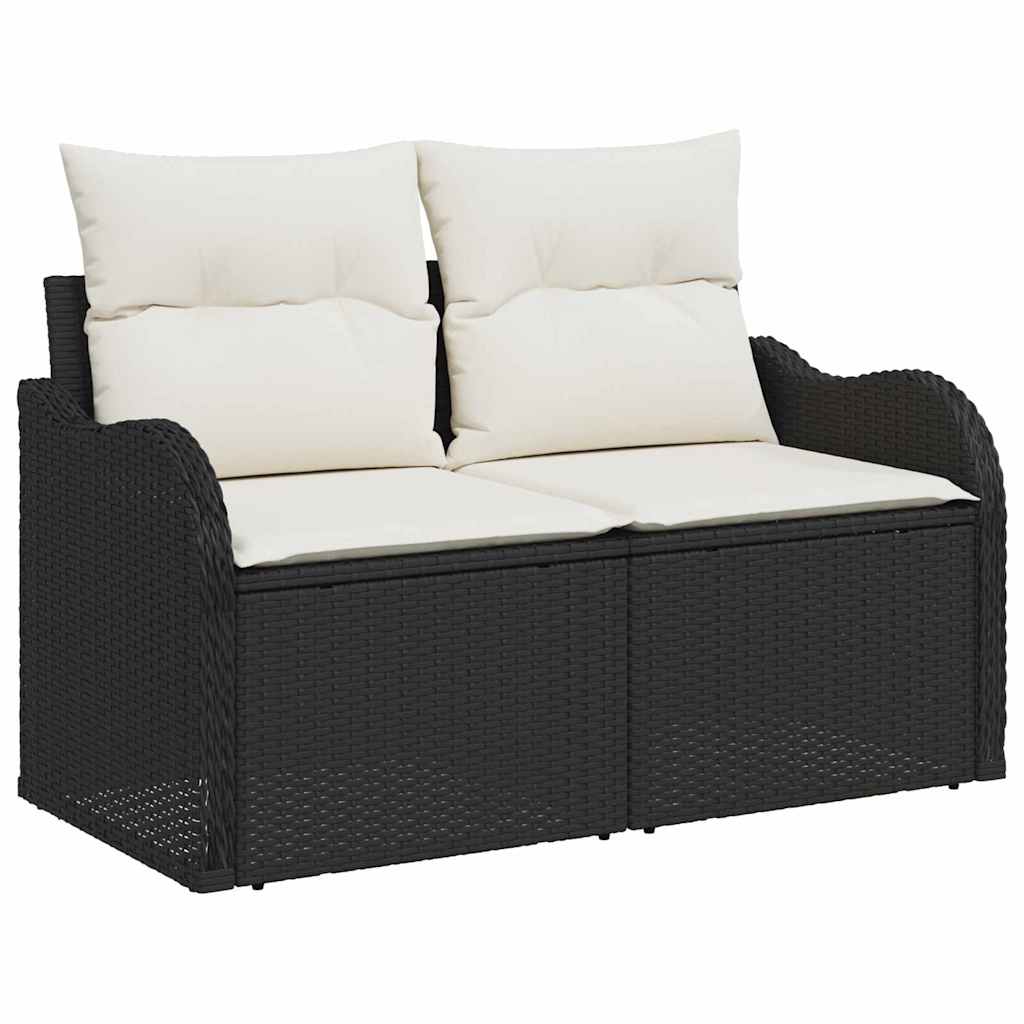Garten-Sofa-Set 7 pcs Schwarz und Weiß