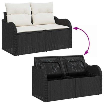 Garten-Sofa-Set 7 pcs Schwarz und Weiß
