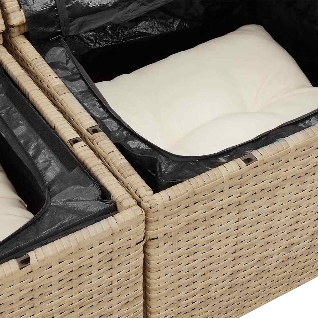 Garten-Sofa-Set 7 pcs Beige und Weiß