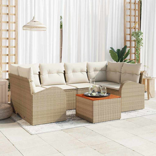 Garten-Sofa-Set 7 pcs Beige und Weiß