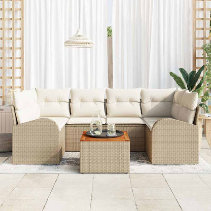 Garten-Sofa-Set 7 pcs Beige und Weiß