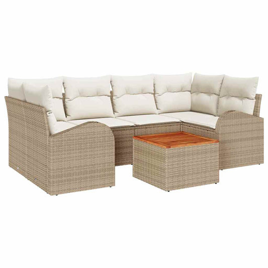 Garten-Sofa-Set 7 pcs Beige und Weiß