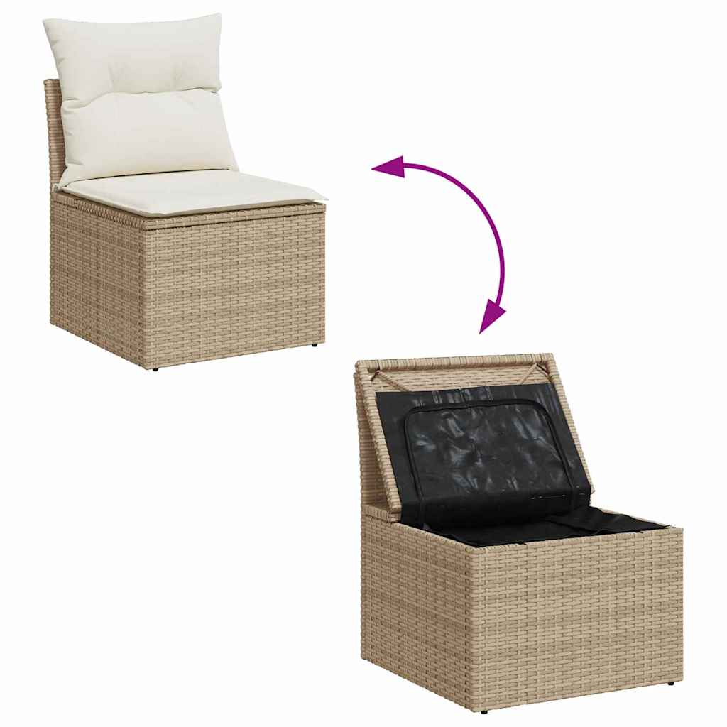Garten-Sofa-Set 7 pcs Beige und Weiß