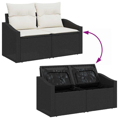 Garten-Sofa-Set 6 pcs Schwarz und Weiß