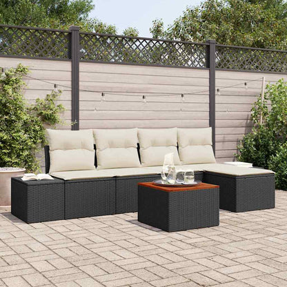 Garten-Sofa-Set 6 pcs Schwarz und Weiß