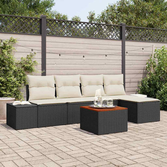 Garten-Sofa-Set 6 pcs Schwarz und Weiß