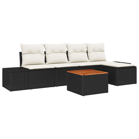 Garten-Sofa-Set 6 pcs Schwarz und Weiß