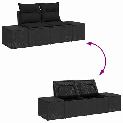 Garten-Sofa-Set 6 pcs Schwarz