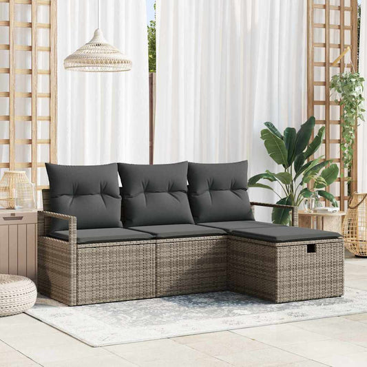 Garten-Sofa-Set 4 pcs Grau 175 x 117 x 85 cm Poly Rattan