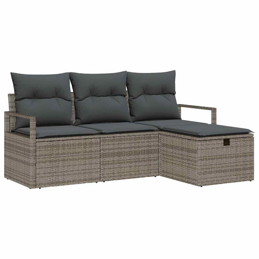 Garten-Sofa-Set 4 pcs Grau 175 x 117 x 85 cm Poly Rattan
