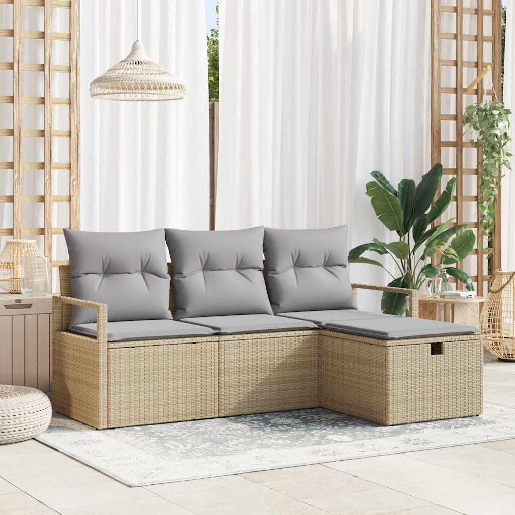 Garten-Sofa-Set 4 pcs Beige und Hellgrau 175 x 117 x 85 cm