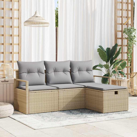 Garten-Sofa-Set 4 pcs Beige und Hellgrau 175 x 117 x 85 cm