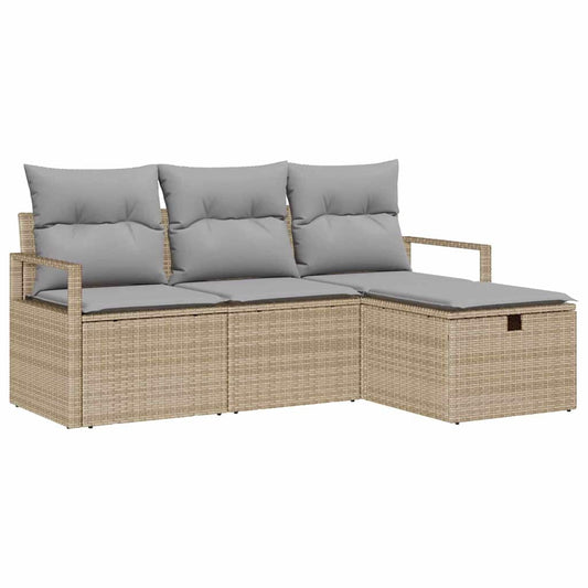Garten-Sofa-Set 4 pcs Beige und Hellgrau 175 x 117 x 85 cm