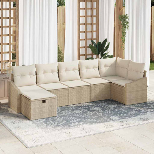 Garten-Sofa-Set 7 pcs Beige 55 x 62 x 69 cm Poly Rattan