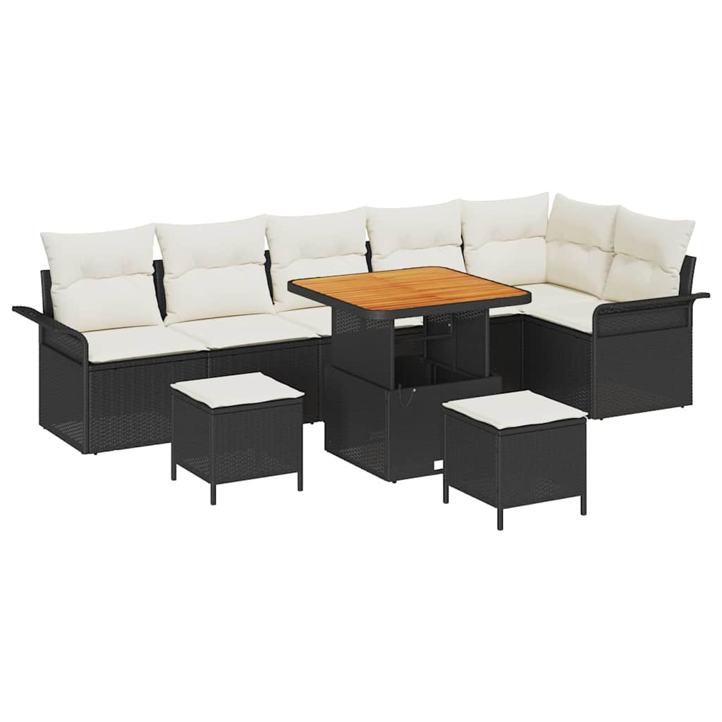 Garten-Sofa-Set 9 pcs Schwarz Poly-Rattan
