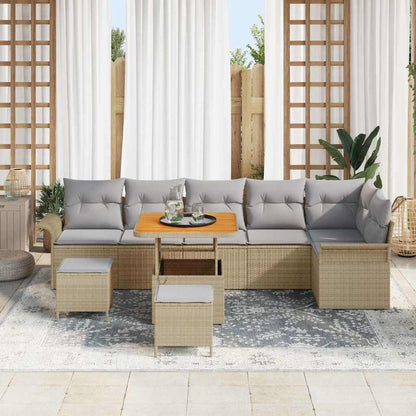 Garten-Sofa-Set 9 pcs Beige Poly-Rattan