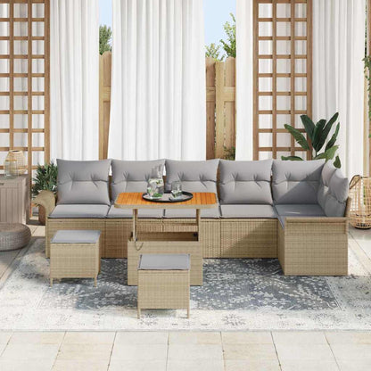 Garten-Sofa-Set 9 pcs Beige Poly-Rattan