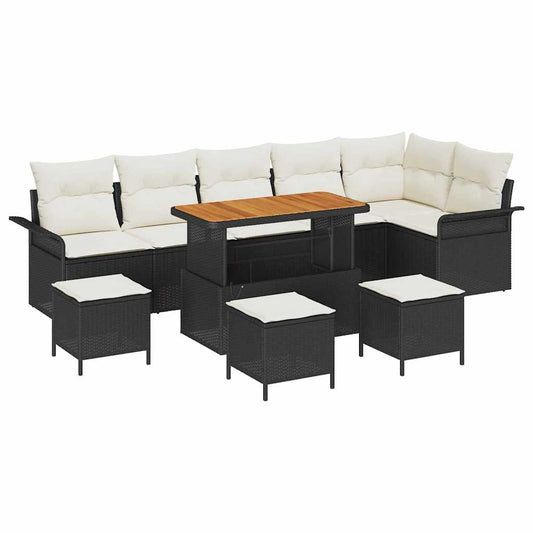 Garten-Sofa-Set 10 pcs Schwarz Poly-Rattan