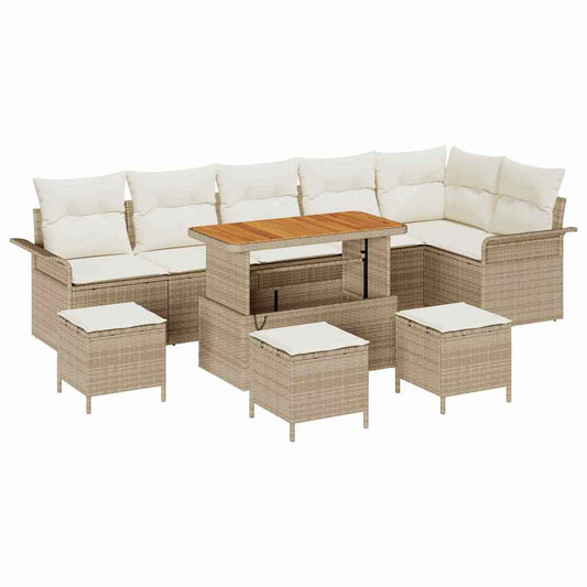 Garten-Sofa-Set 10 pcs Beige Poly-Rattan
