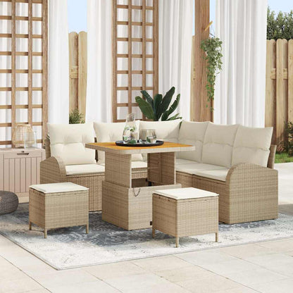 Garten-Sofa-Set mit Kissen 8 pcs Beige Poly Rattan