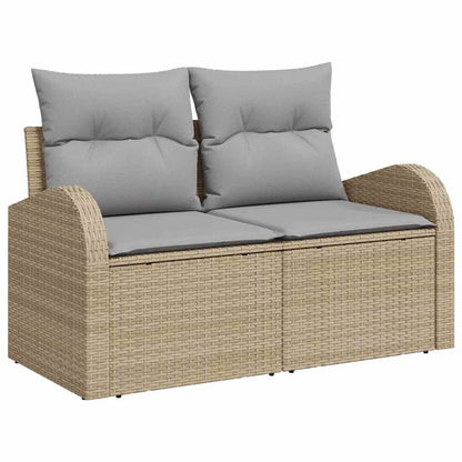 Garten-Sofa-Set mit Kissen 8 pcs Beige Poly Rattan