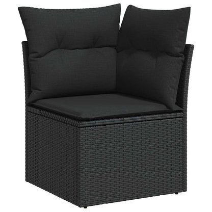 Garten-Sofa-Set mit Kissen 8 pcs Schwarz Poly Rattan