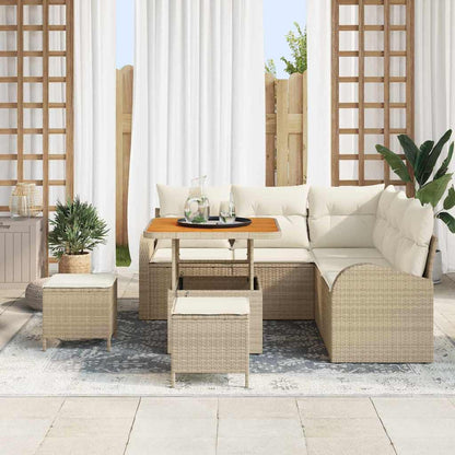 Garten-Sofa-Set mit Kissen 8 pcs Beige Poly Rattan