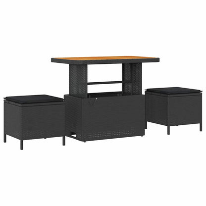 Garten-Sofa-Set mit Kissen 8 pcs Schwarz Poly Rattan