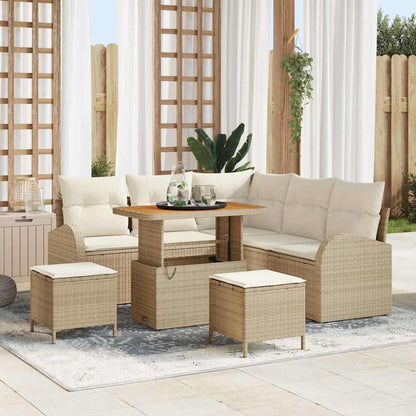 Garten-Sofa-Set mit Kissen 8 pcs Beige Poly Rattan