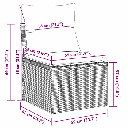 Garten-Sofa-Set mit Kissen 9 pcs Schwarz Poly Rattan