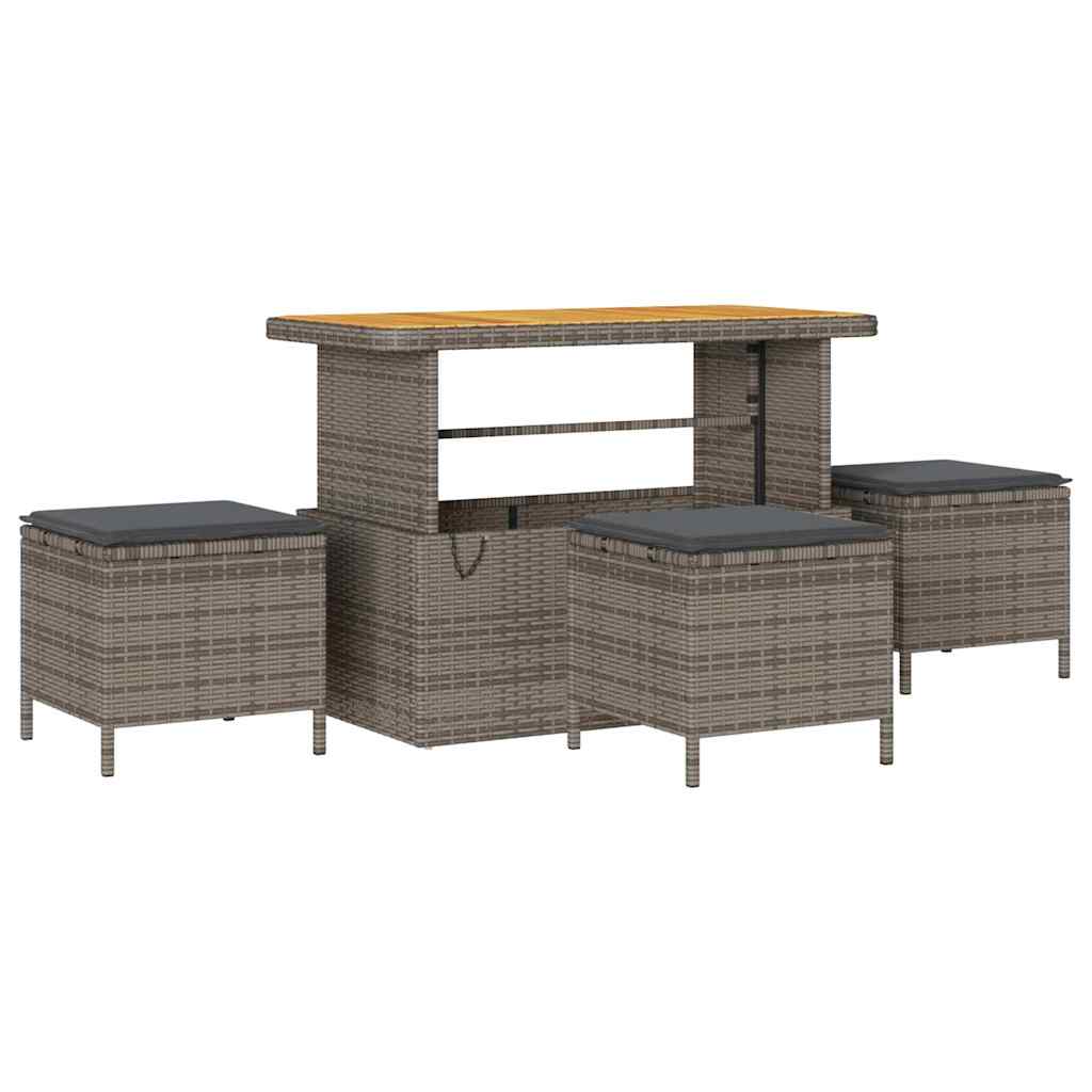 Garten-Sofa-Set mit Kissen 9 pcs Grau Poly Rattan