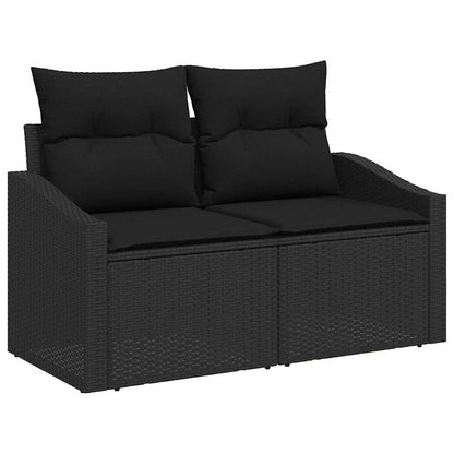 Garten-Sofa-Set mit Kissen 12 pcs Schwarz Poly Rattan