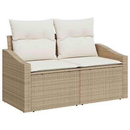 Garten-Sofa-Set mit Kissen 12 pcs Beige Poly Rattan