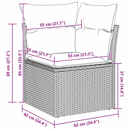 Garten-Sofa-Set mit Kissen 12 pcs Beige Poly Rattan