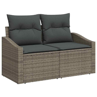 Garten-Sofa-Set mit Kissen 12 pcs Grau Poly Rattan