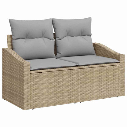 Garten-Sofa-Set mit Kissen 12 pcs Beige Poly Rattan