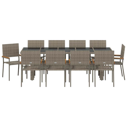 Garten Essgruppe 11 pcs Grau Poly Rattan