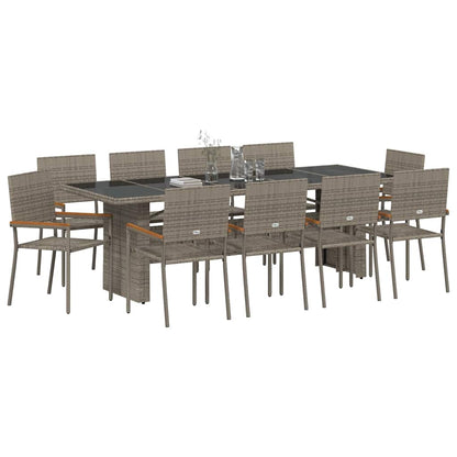 Garten Essgruppe 11 pcs Grau Poly Rattan