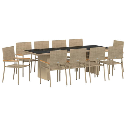 Garten Essgruppe 11 pcs Beige Poly Rattan