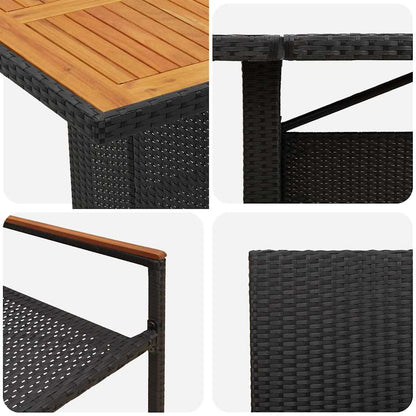 Garten Essgruppe 11 pcs Schwarz Poly Rattan