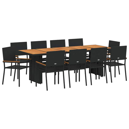 Garten Essgruppe 11 pcs Schwarz Poly Rattan