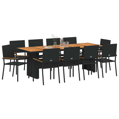Garten Essgruppe 11 pcs Schwarz Poly Rattan