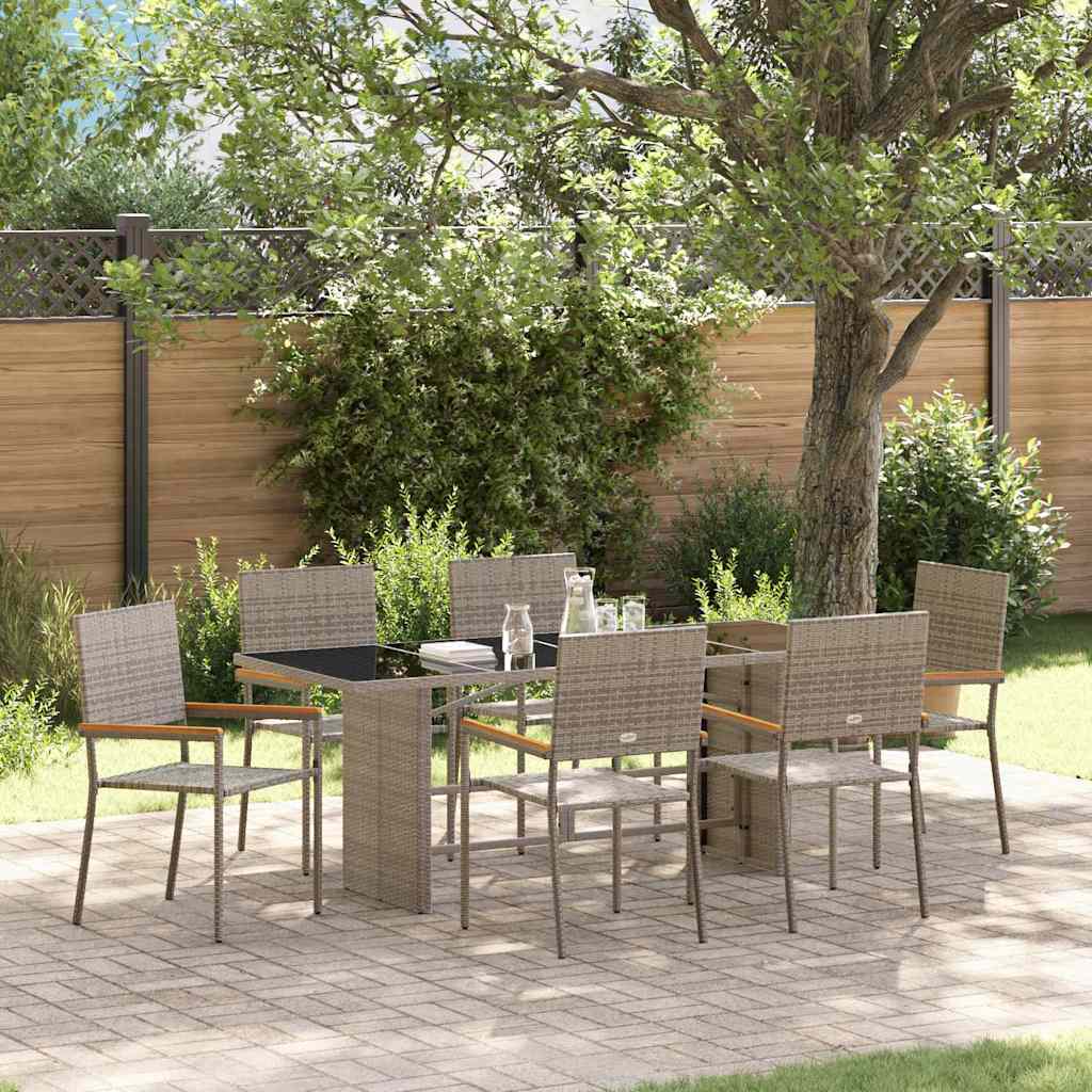 Garten Essgruppe 7 pcs Grau 190 x 80 x 75 cm Poly-Rattan