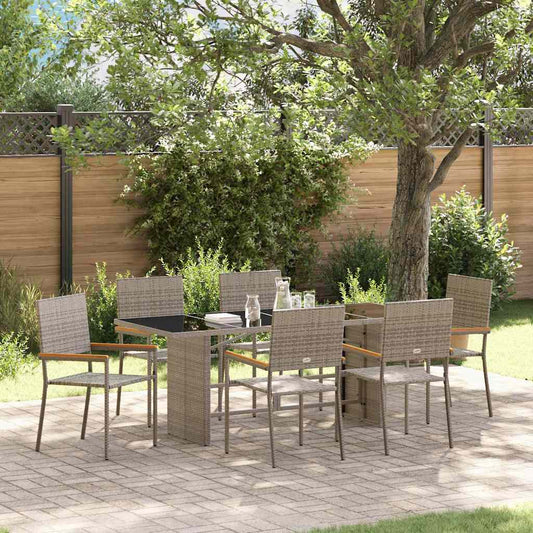 Garten Essgruppe 7 pcs Grau 190 x 80 x 75 cm Poly-Rattan